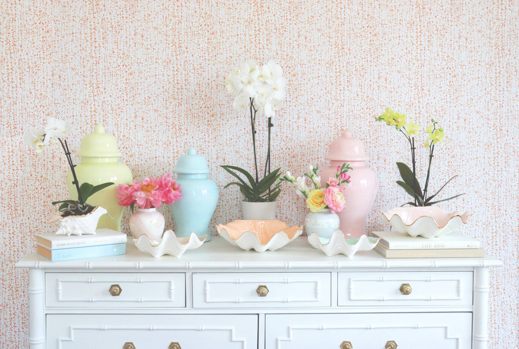 Clam Shell Bowl with 22K Gold Accent: Pink / Large