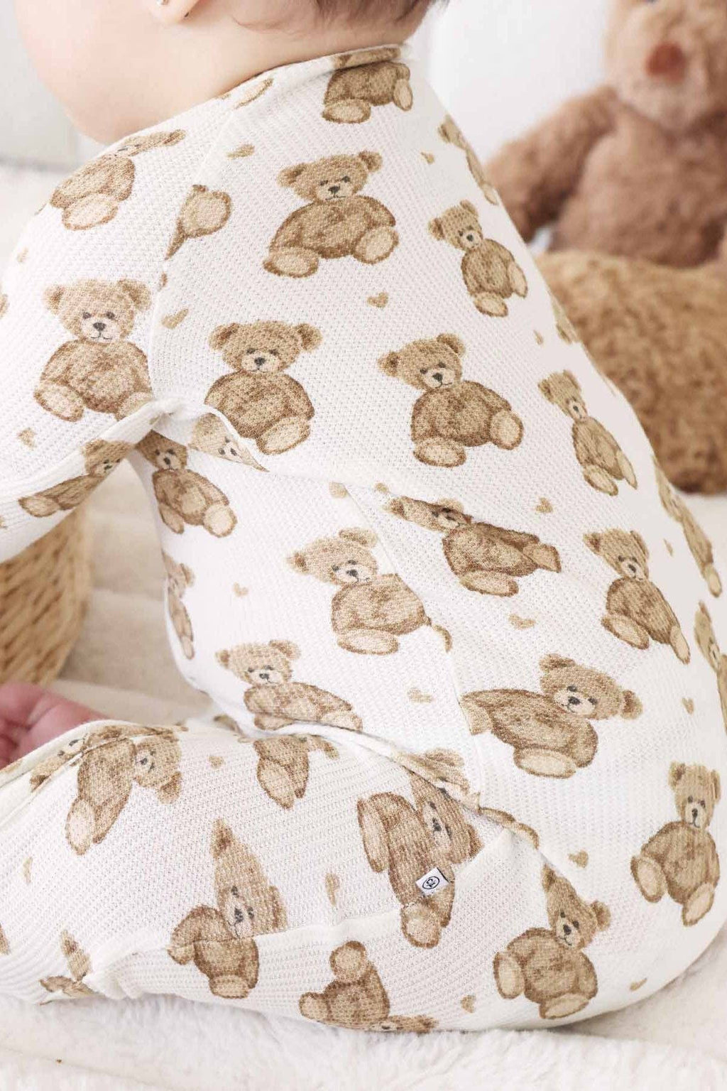 Beary Sweet Bamboo Waffle Convertible Zip Romper: 12-18 months