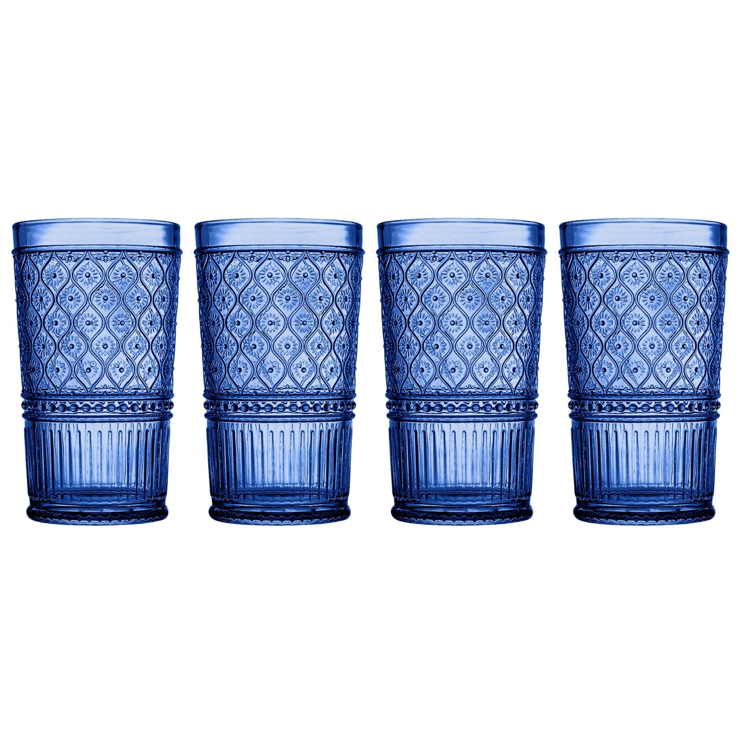 Claro Blue Highball, Set of 4: Blue / Non Leaded Crystal
