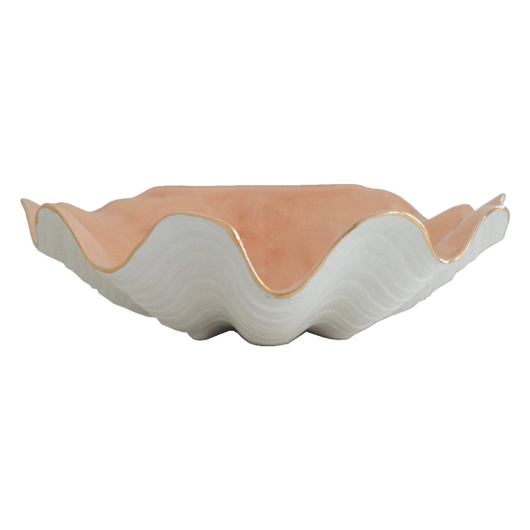 Clam Shell Bowl with 22K Gold Accent: Pink / Large