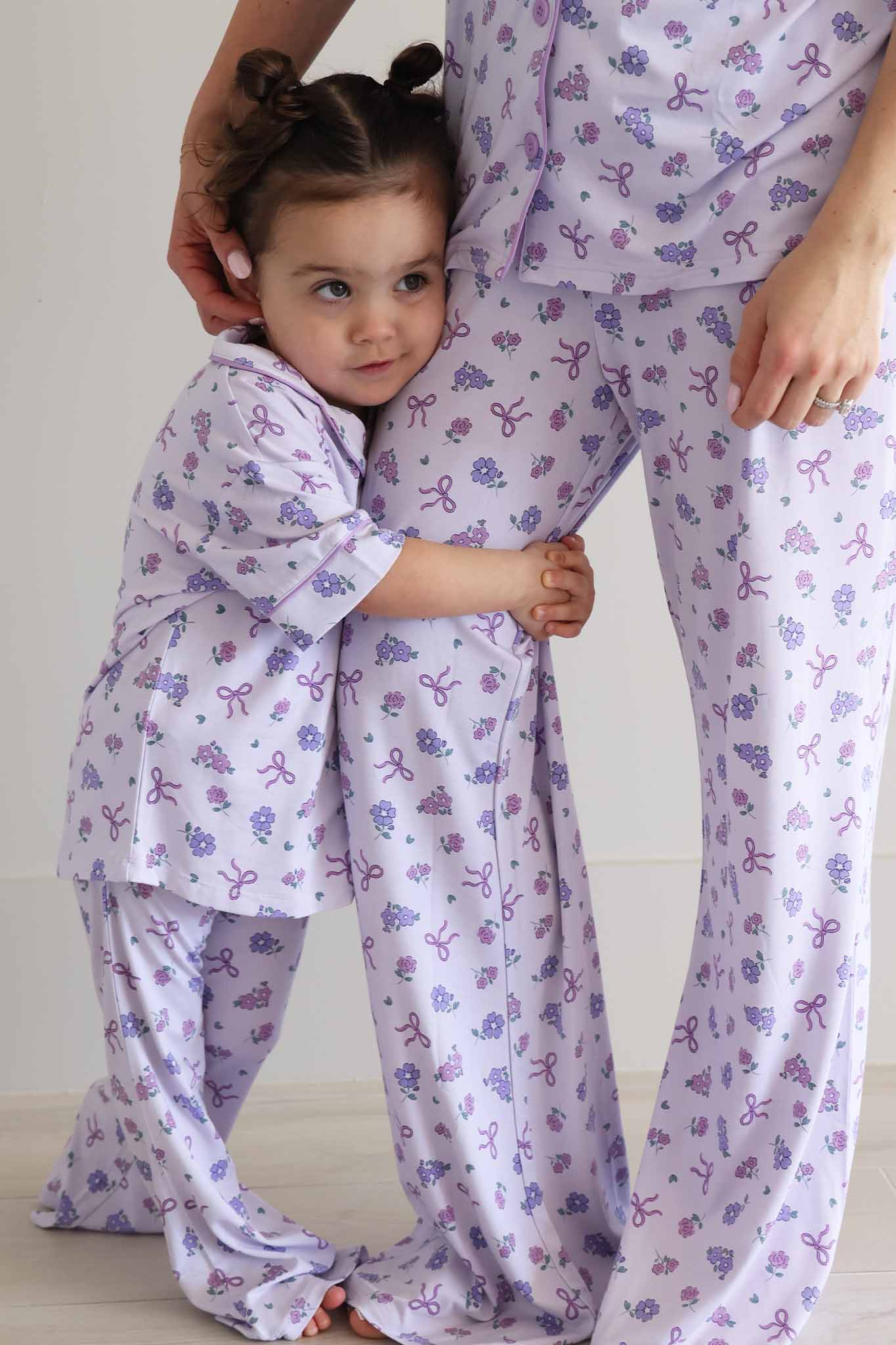 Girl's Two Piece Flare Lounge Set | Ribbon & Roses Purple: 18-24 months