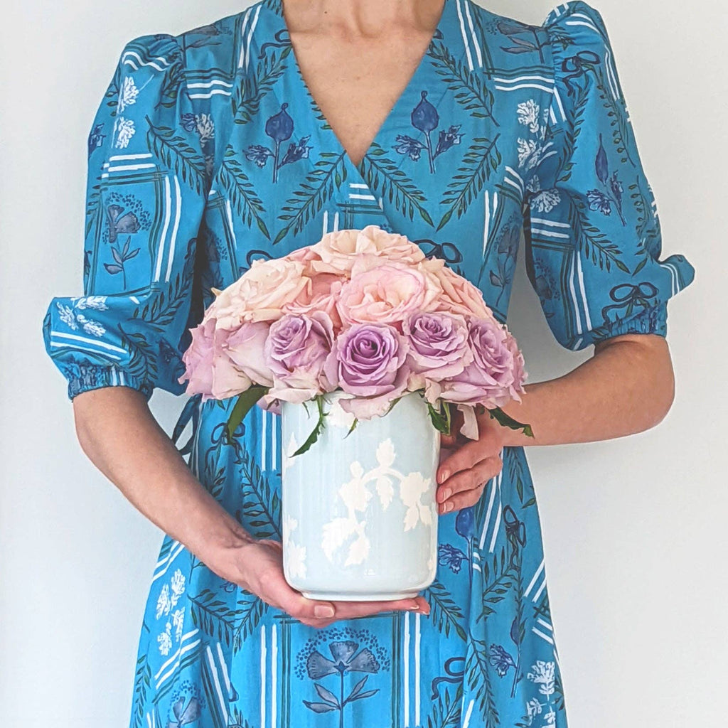 Chinoiserie Dreams Large Vase/ Utensil Holder: Serenity Blue