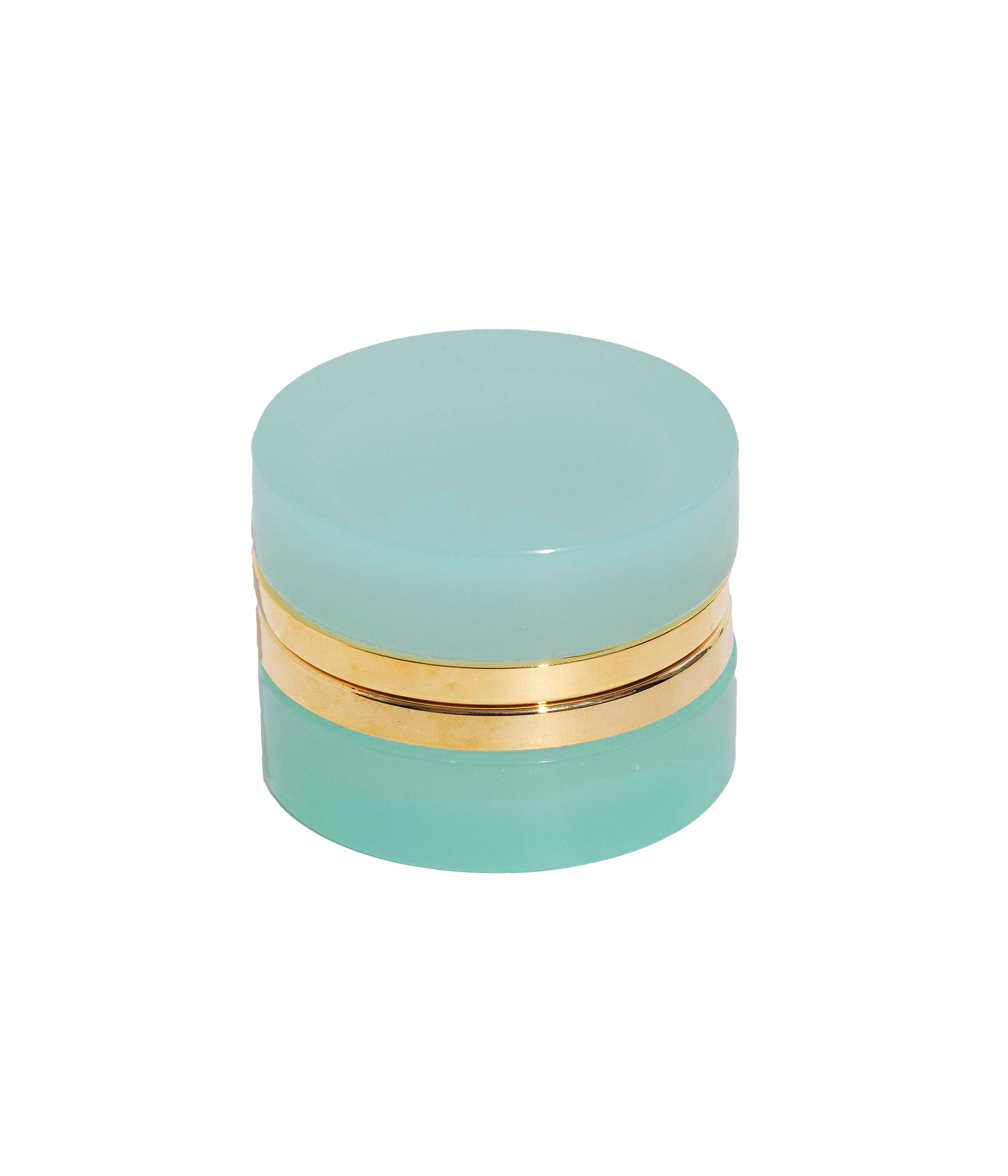 Small Round Aqua Opaline Glass Box: Aqua