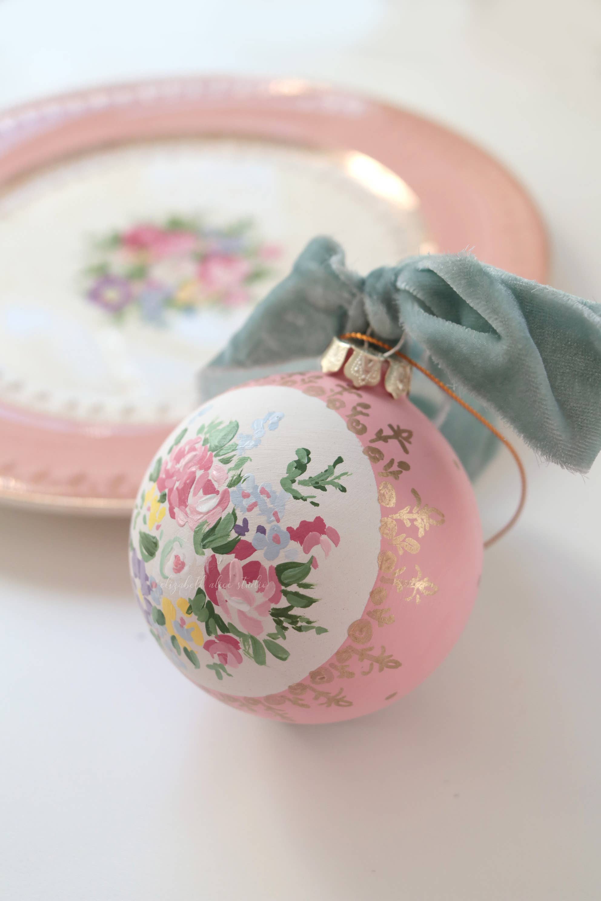 Coral medallion hand-painted ornament