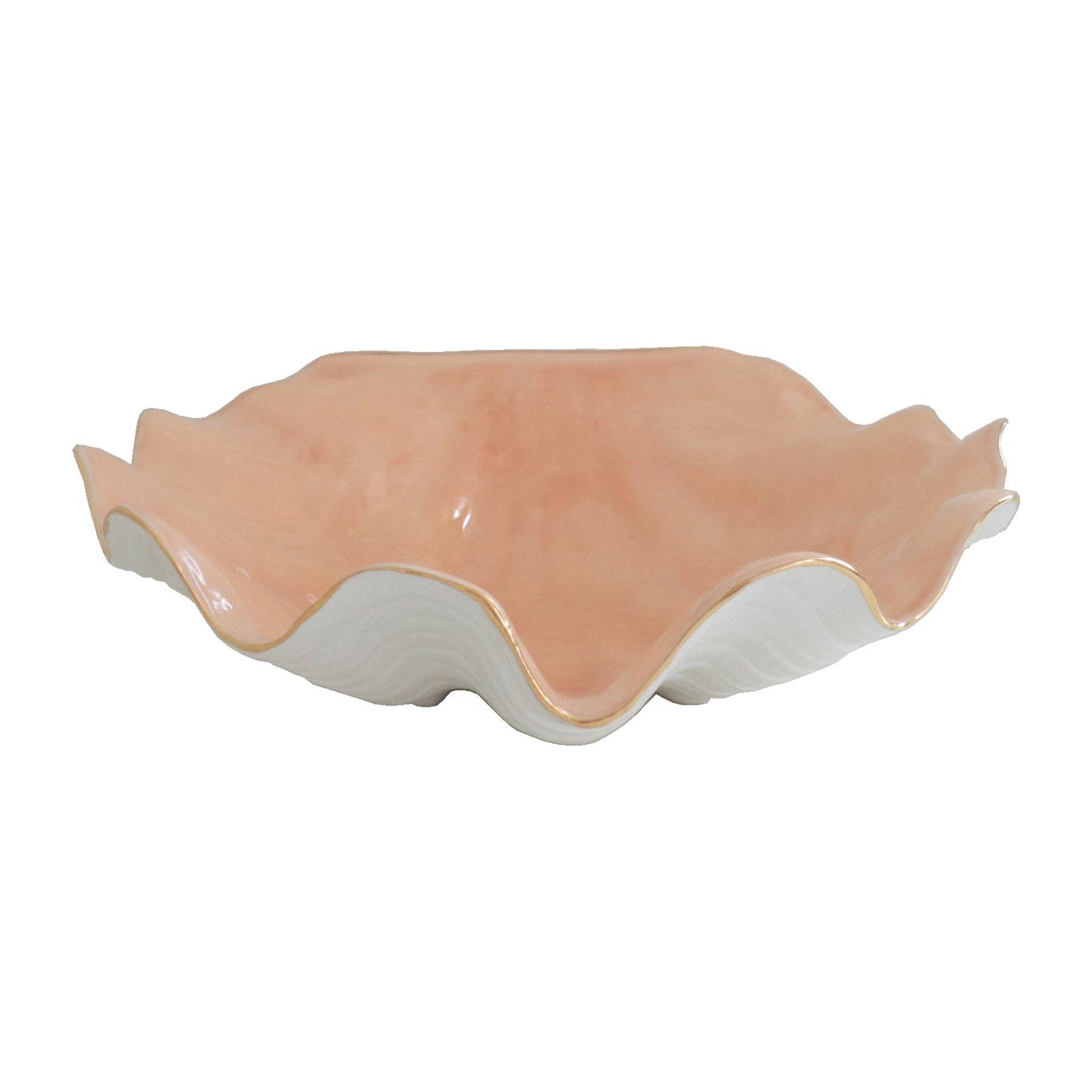 Clam Shell Bowl with 22K Gold Accent: Pink / Large