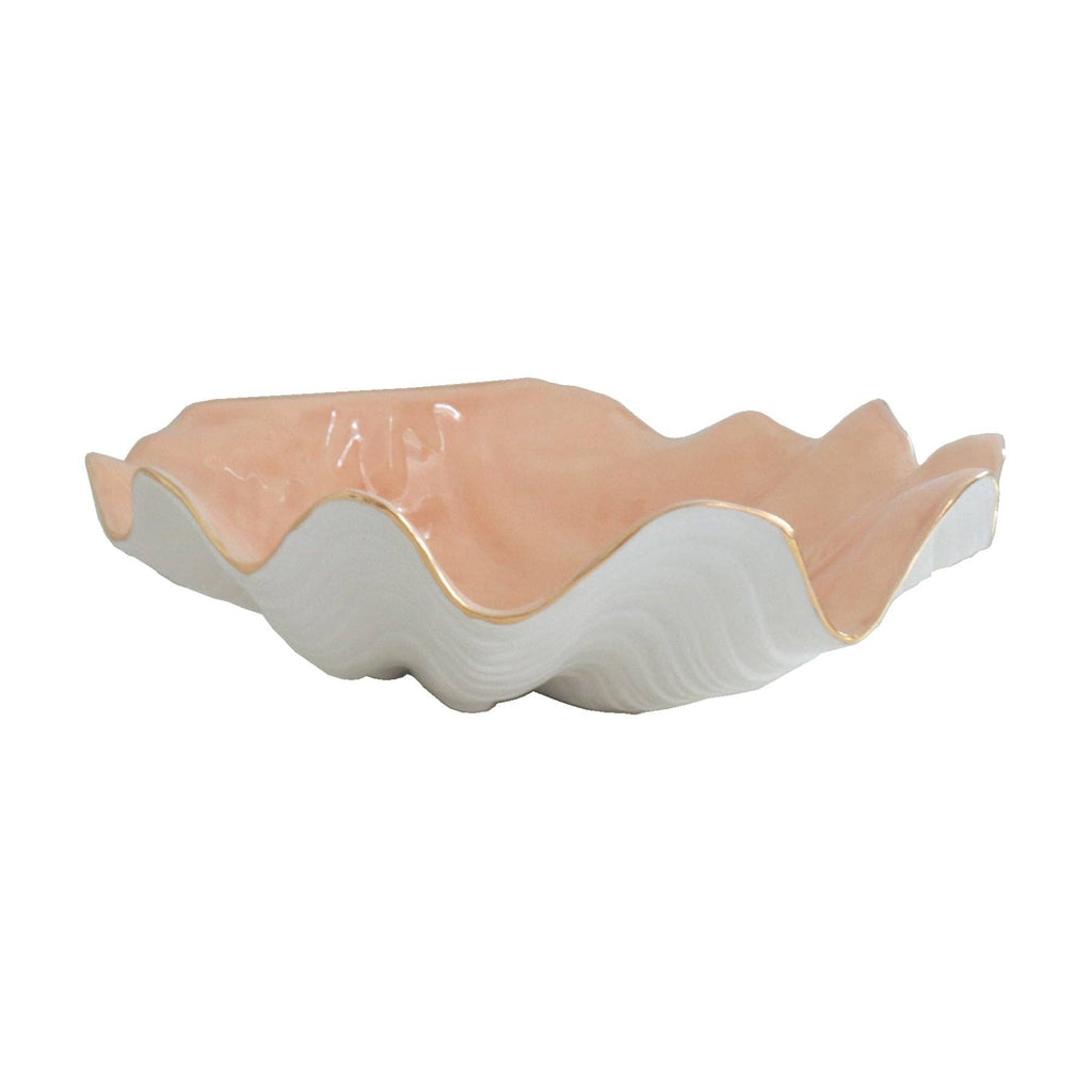 Clam Shell Bowl with 22K Gold Accent: Pink / Large