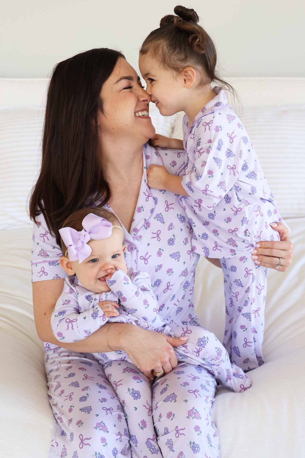 Girl's Two Piece Flare Lounge Set | Ribbon & Roses Purple: 3T