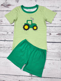 Baby Boy Tractor Appliqué Farm Shorts Set: 3T