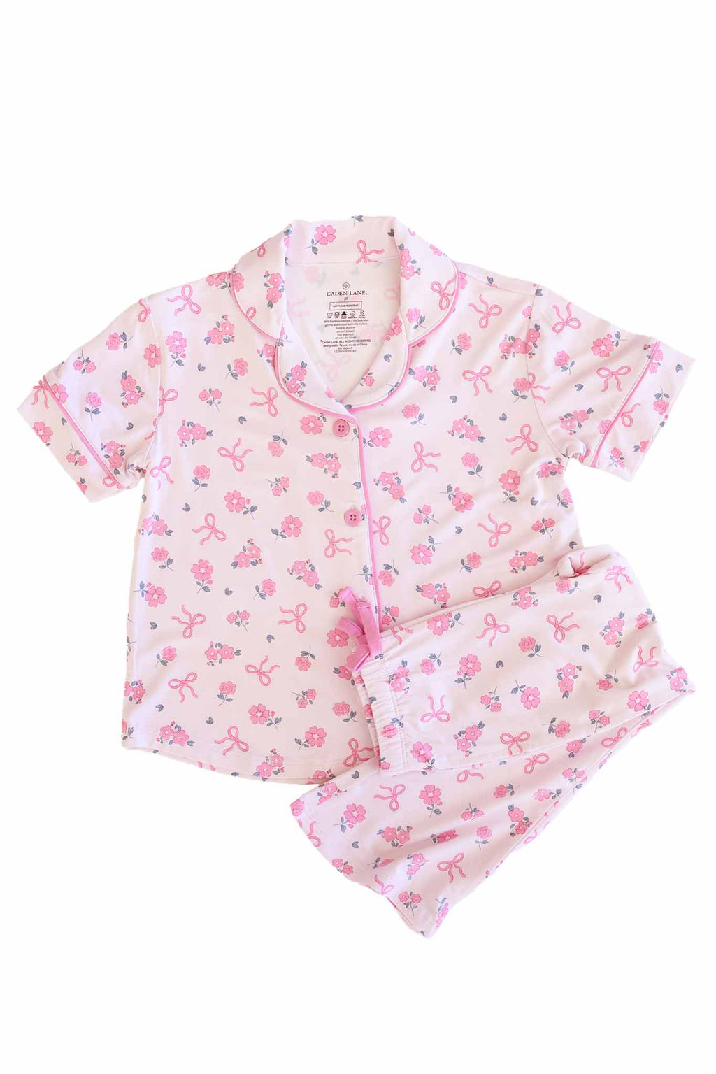 Girl's Two Piece Flare Lounge Set | Ribbon & Roses Pink: 18-24 months