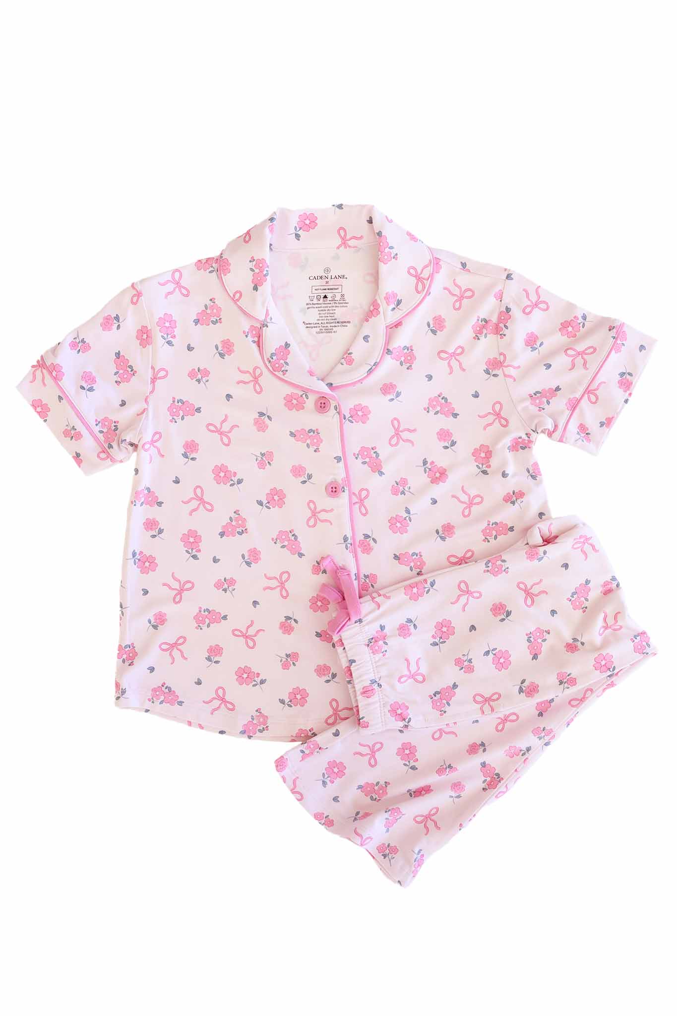 Girl's Two Piece Flare Lounge Set | Ribbon & Roses Pink: 18-24 months