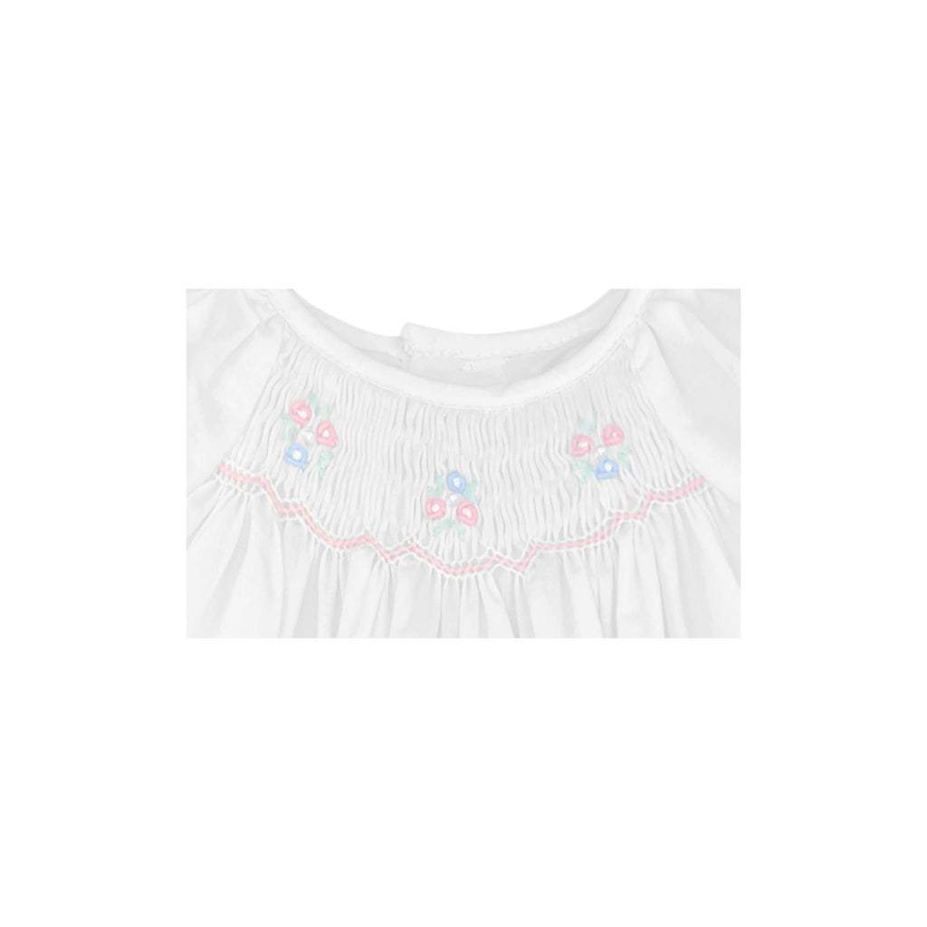 Bubble with Novelty Smocking: White / Newborn