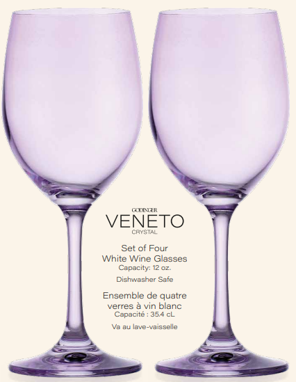 Set of Four Veneto White Wine Glasses: Clear