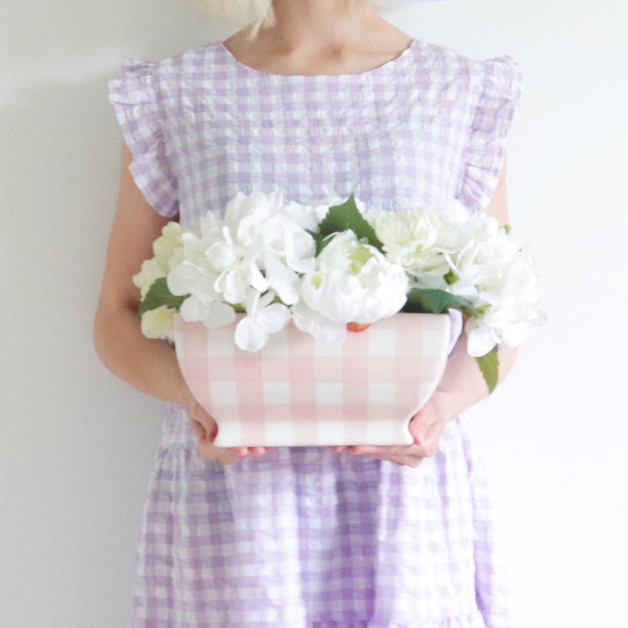 Gingham Planter: Sea Glass / Planter
