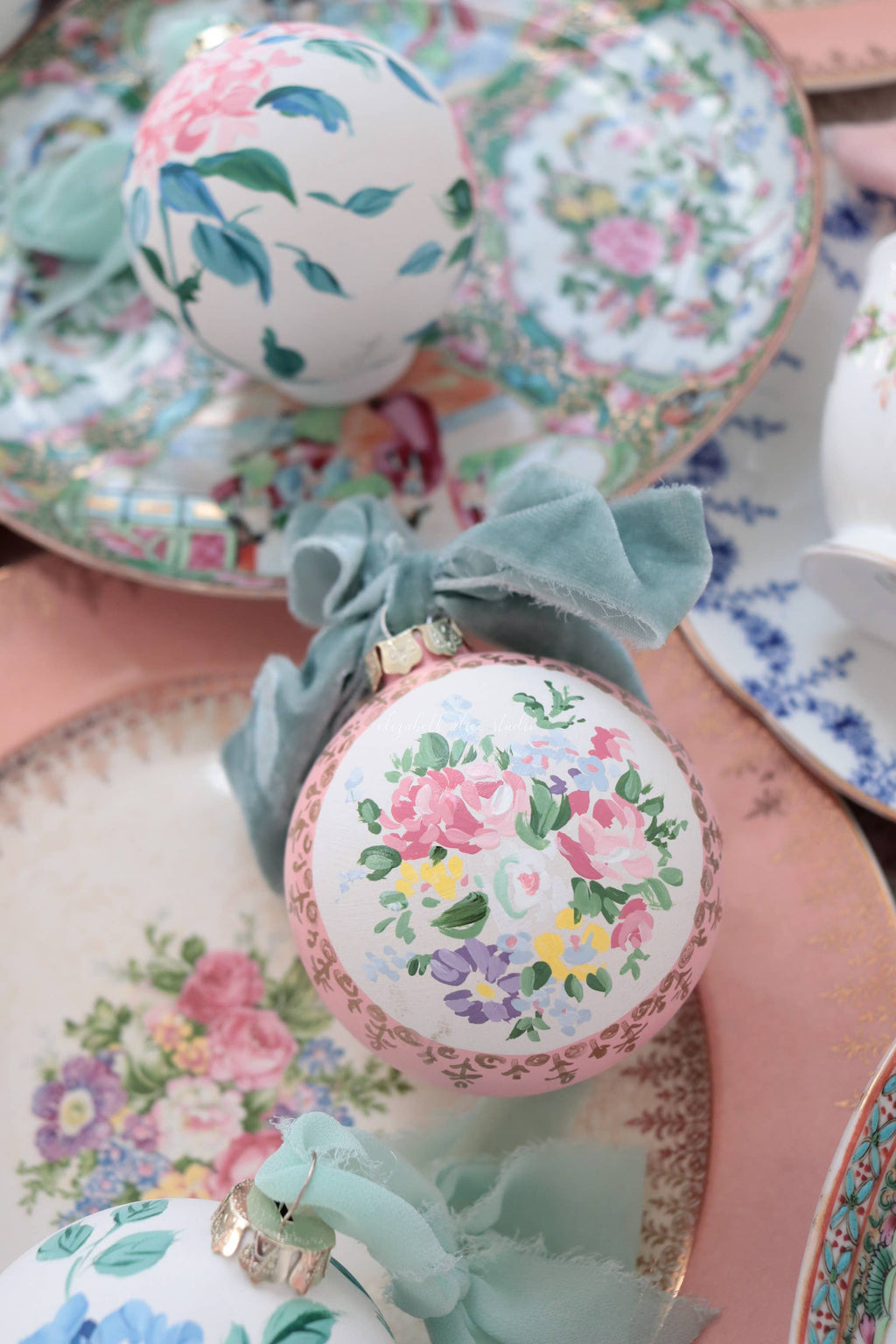 Coral medallion hand-painted ornament