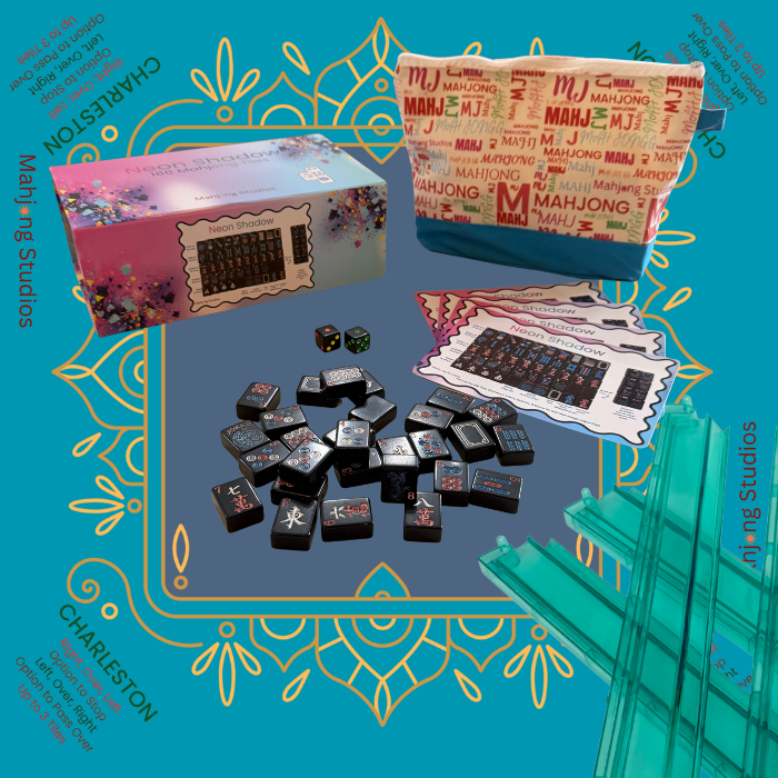 Neon Shadow American Mahjong Tile Set Bundle: Lunaflor / Clear Racks (4)