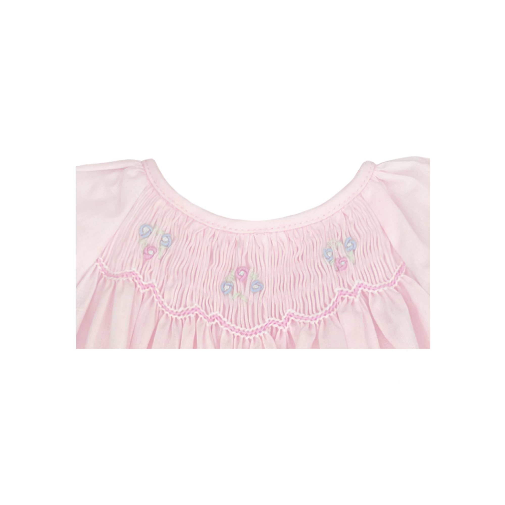 Bubble with Novelty Smocking: White / Newborn