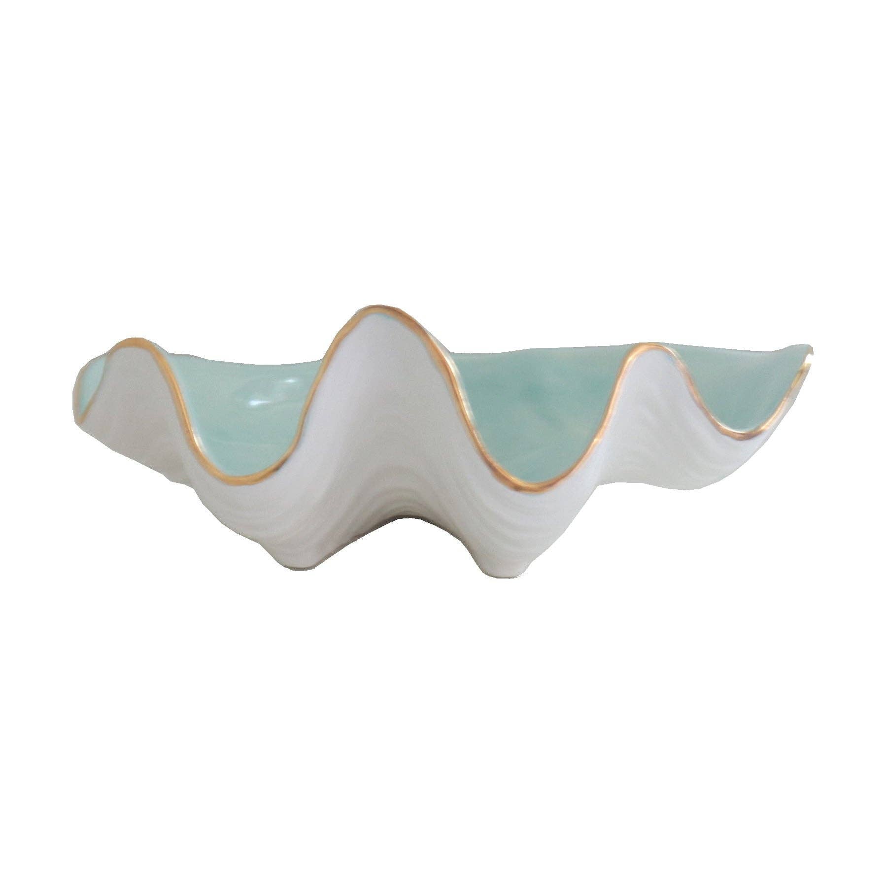 Clam Shell Bowl with 22K Gold Accent: Pink / Large