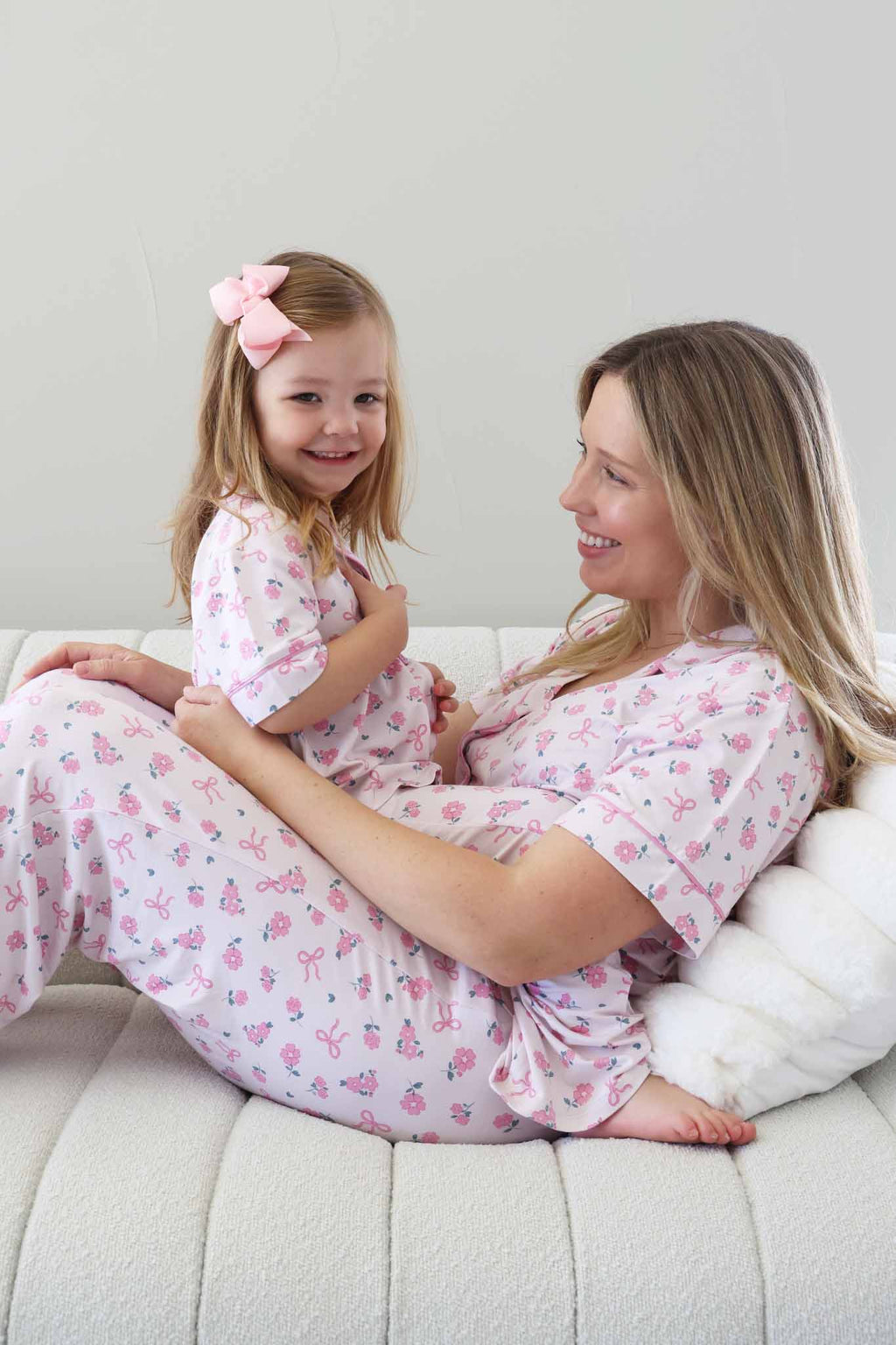 Women's Two Piece Flare Lounge Set | Ribbon & Roses Pink: L
