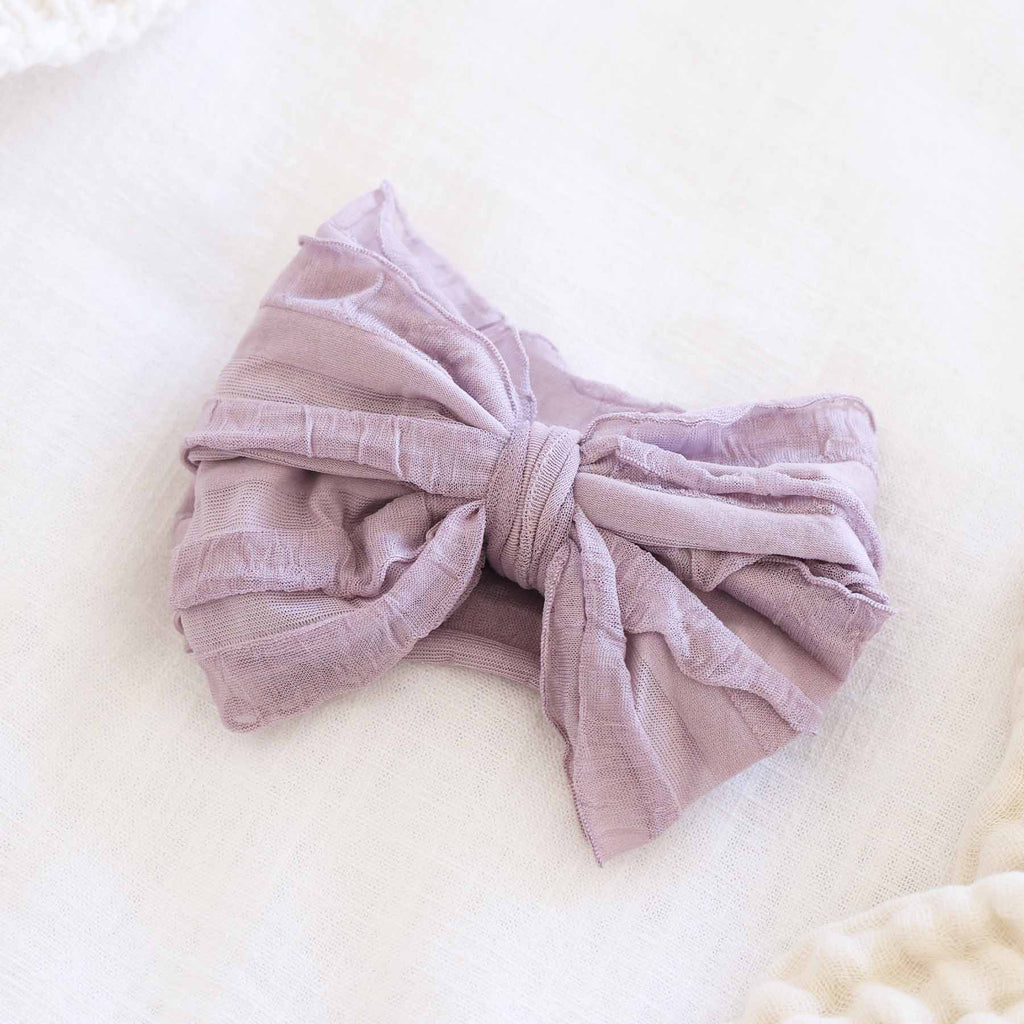 Large Ruffle Knit Bow | Purples: Elderberry