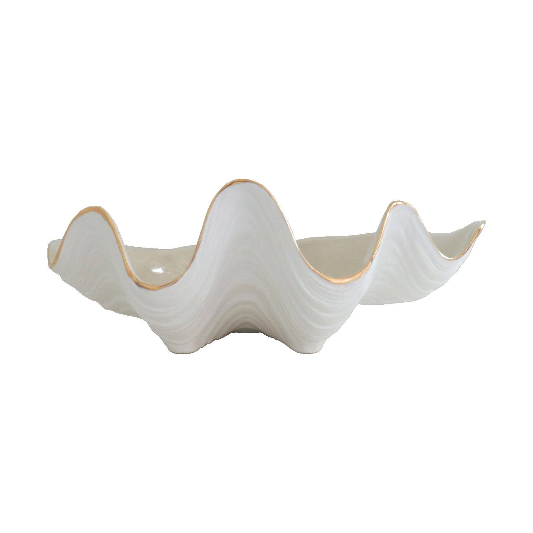 Clam Shell Bowl with 22K Gold Accent: Pink / Large