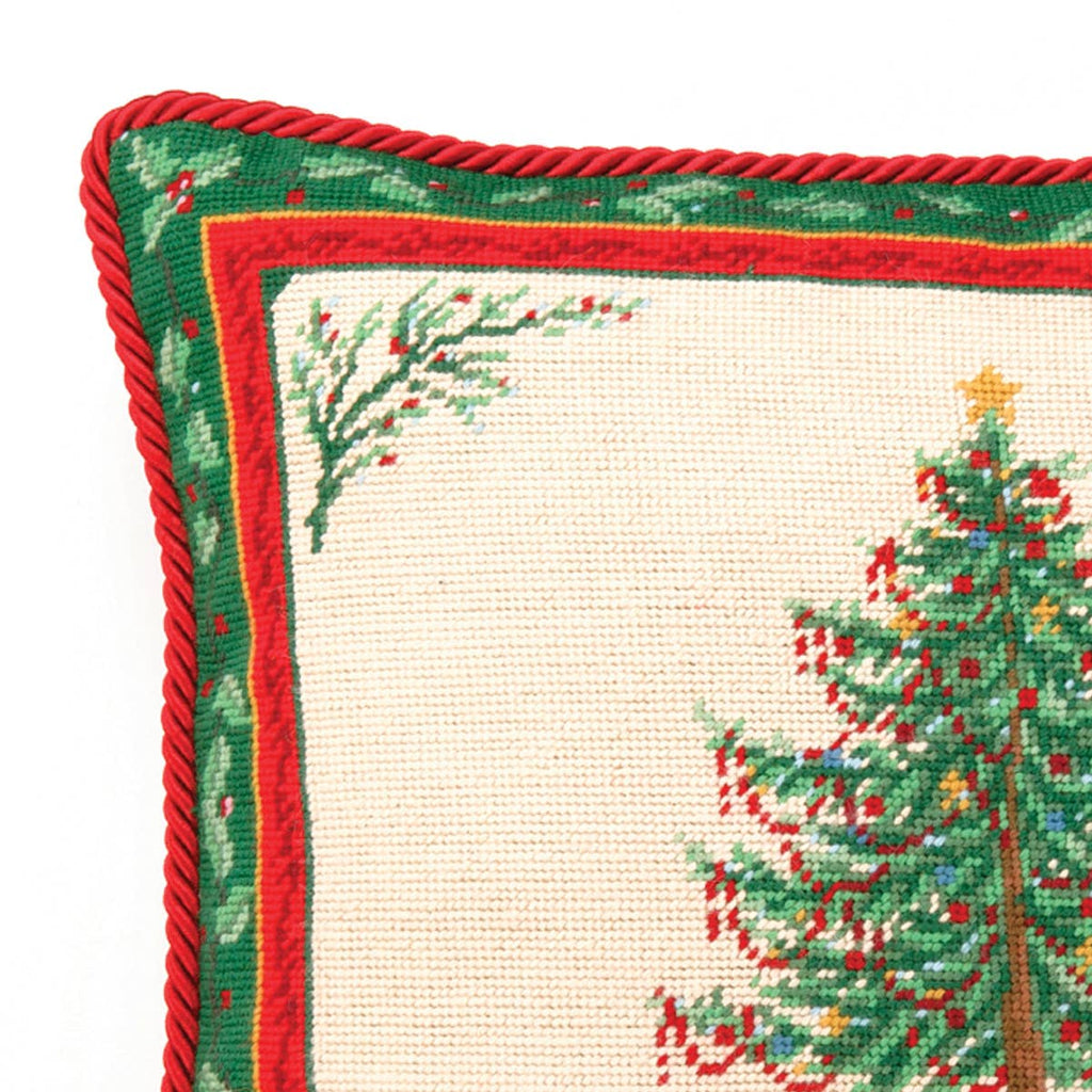 Classic Christmas With Berry Needlepoint Pillow - Sally Eckman Roberts