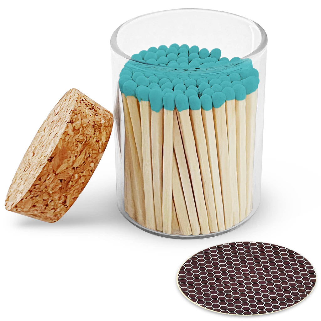 2" Matches in Cork Top Jar - Colors of Your Choice: Light Blue