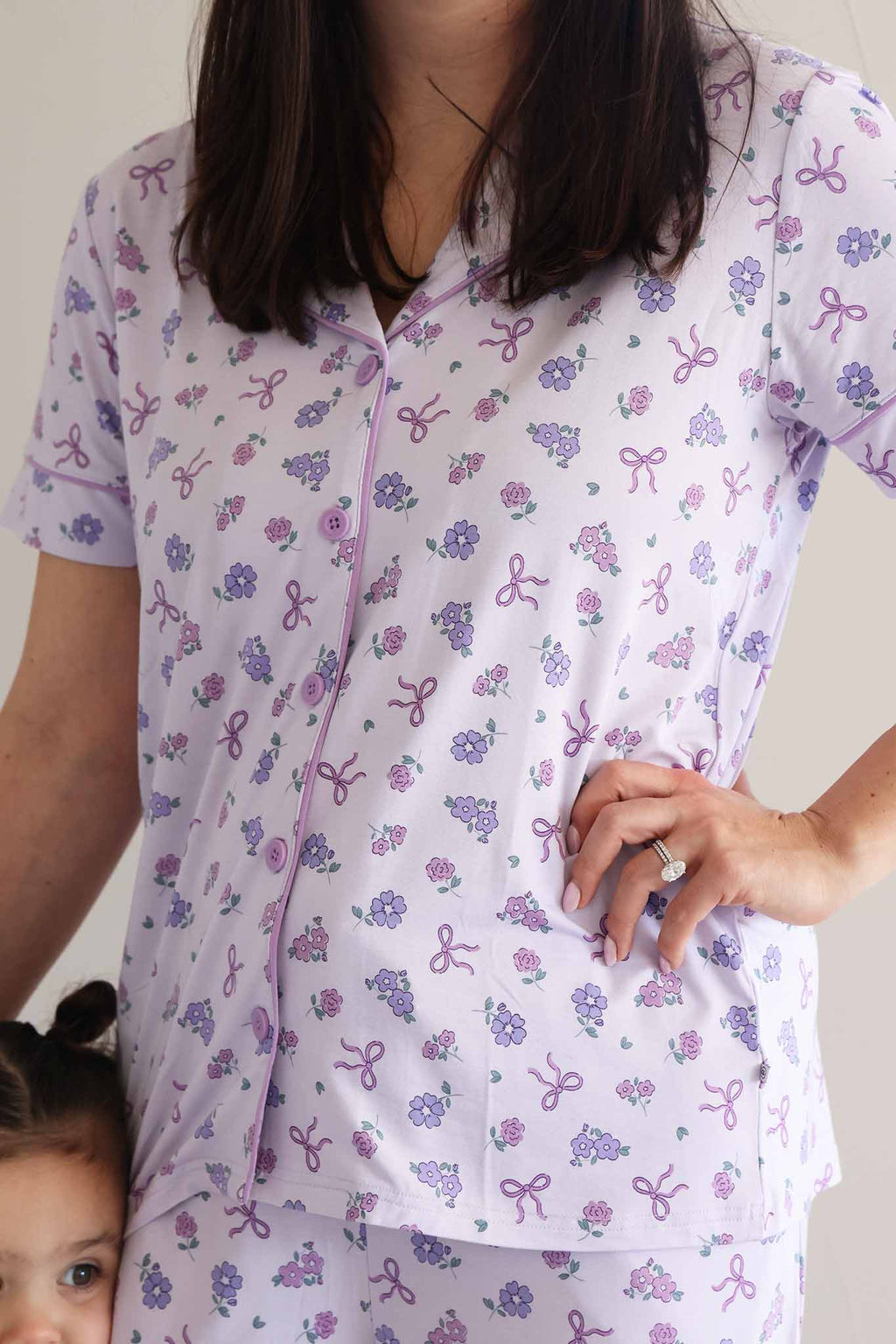 Women's Two Piece Flare Lounge Set | Ribbon & Roses Purple: S