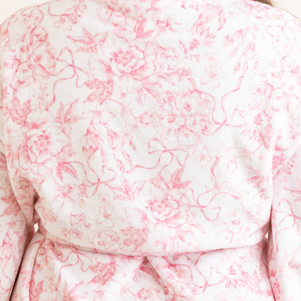 Pink Bow Toile Luxe Robe: S/M