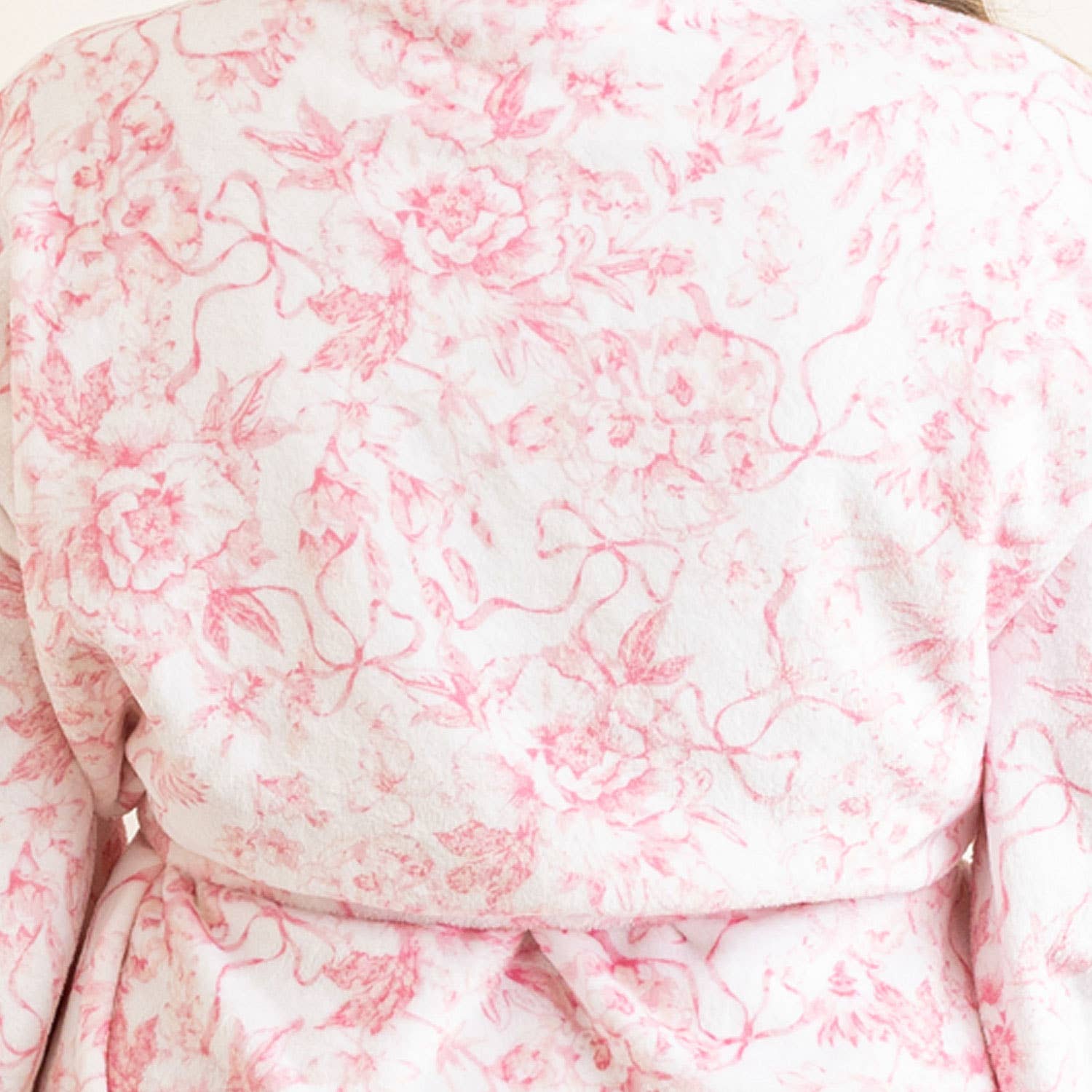 Pink Bow Toile Luxe Robe: S/M