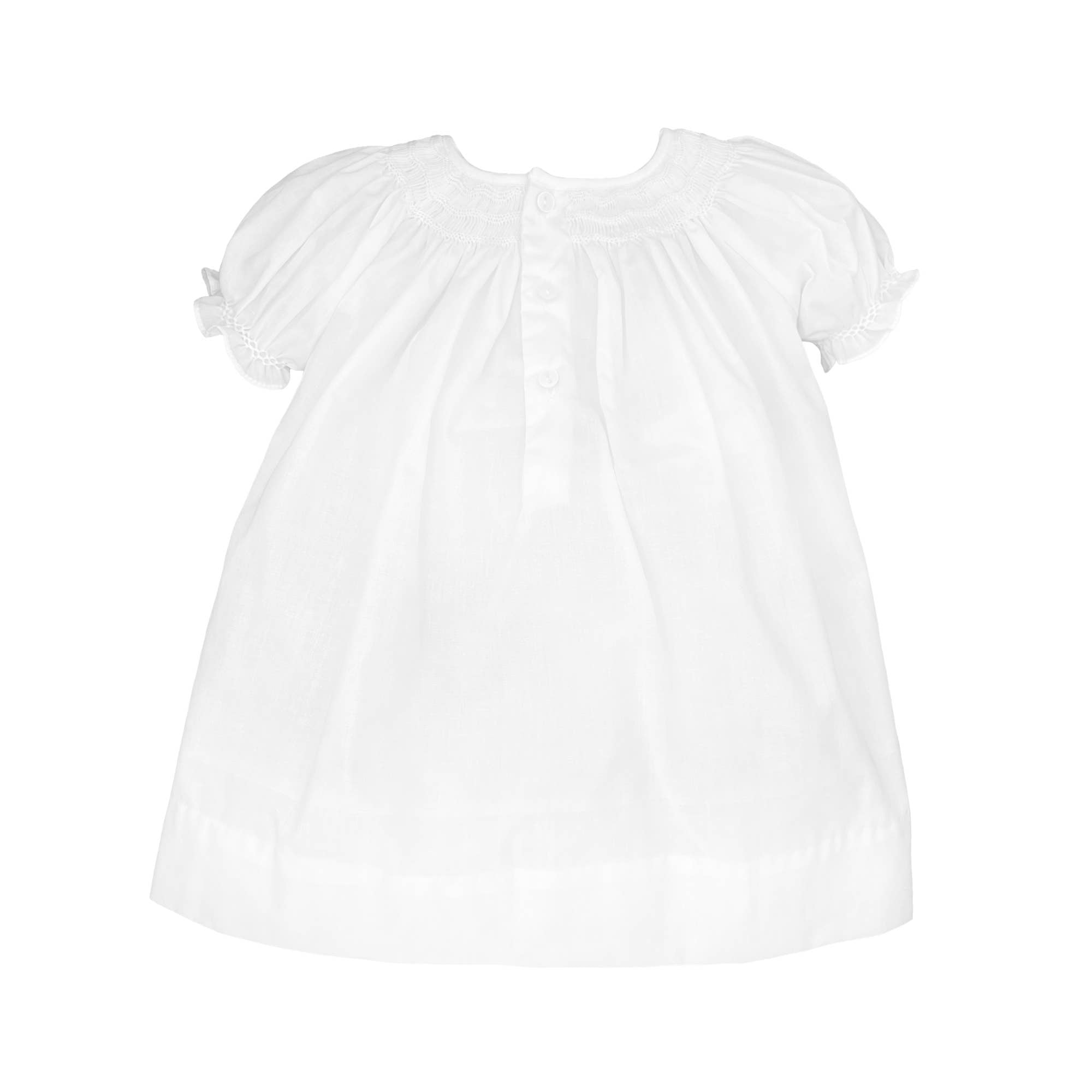 Daygown with Wave Smocking: White / 3 Month