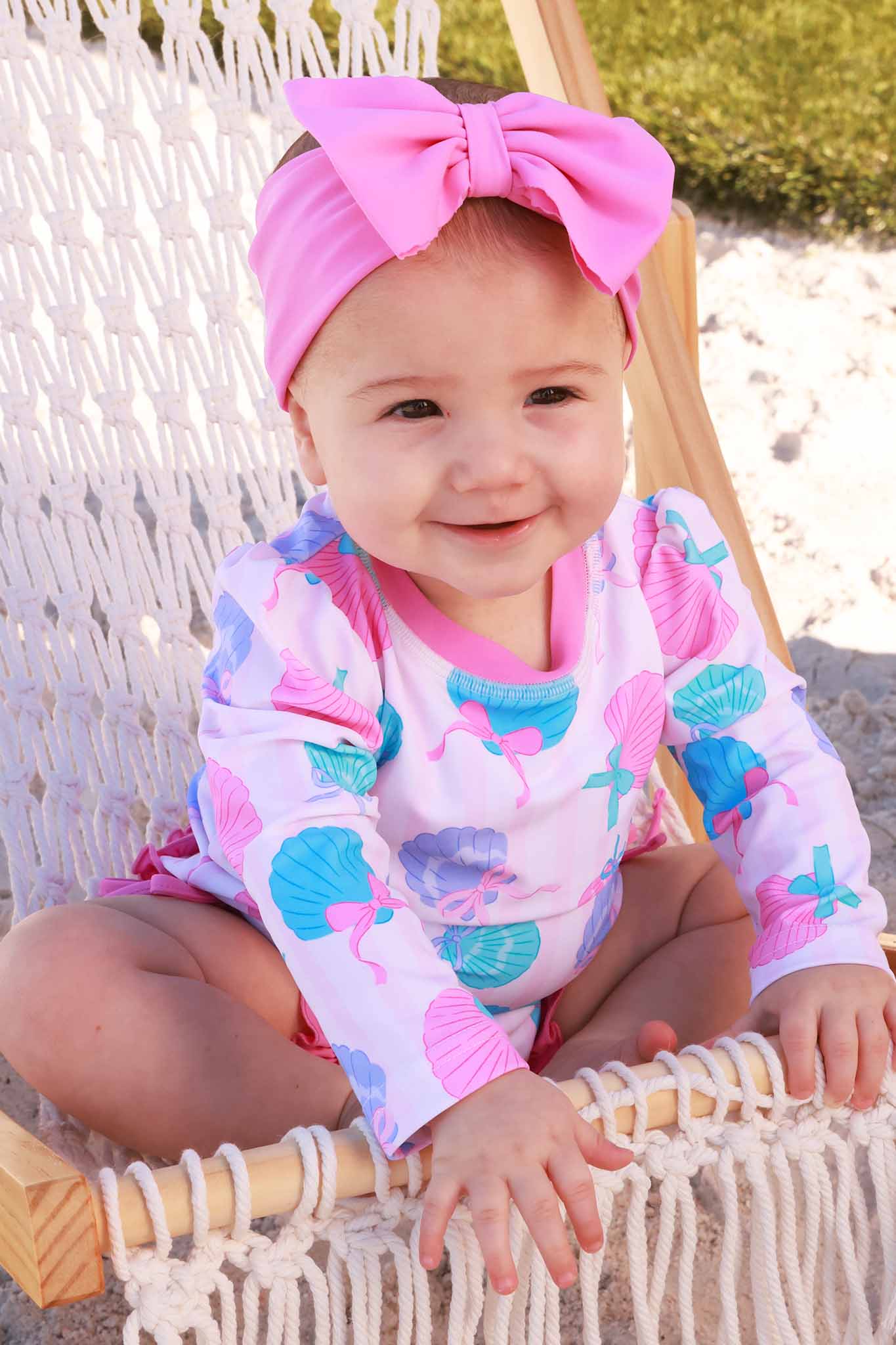 Long Sleeve Rash Guard With Ruffle Bottom | Seaside Sweetie: 3-6 months