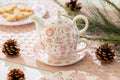 Christmas Pink Bow Fine Porcelain Tea For One Set