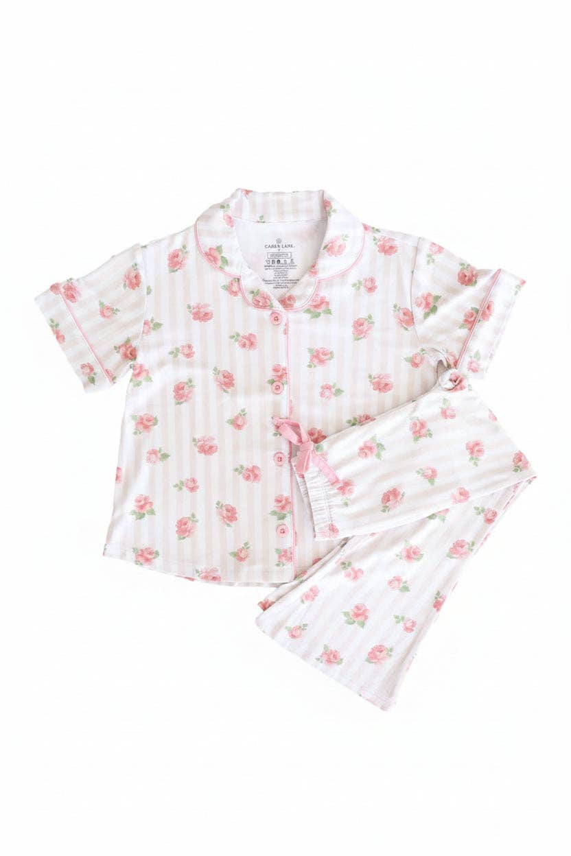 Girl's Two Piece Flare Lounge Set | Rosy & Cozy: 4T