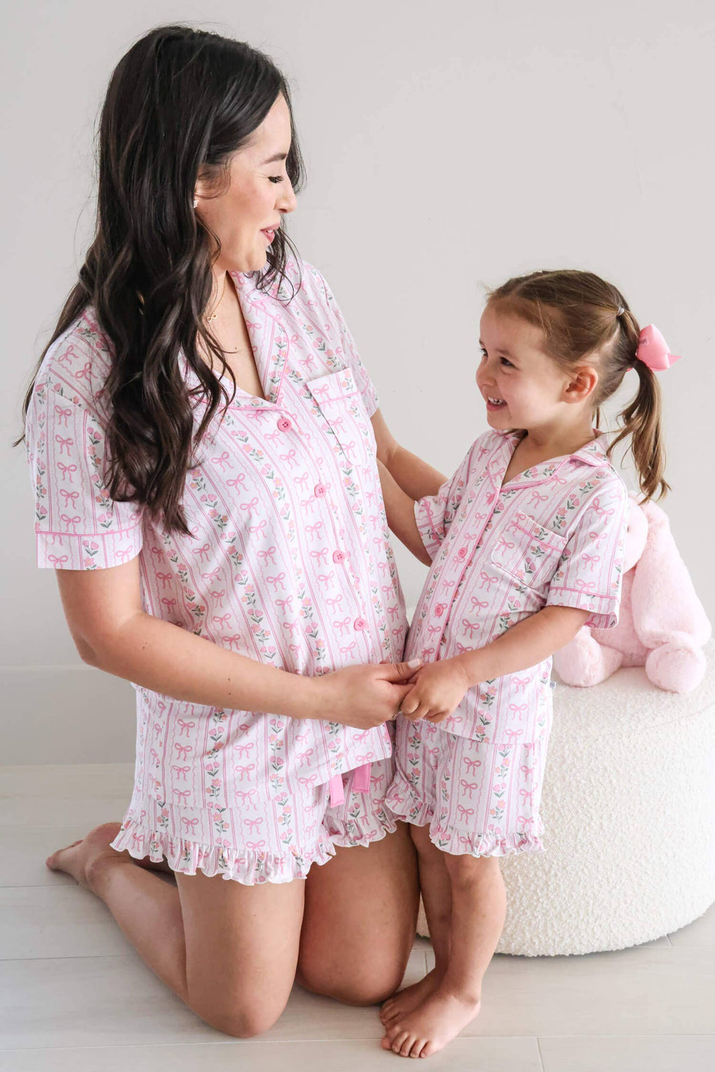 Girl's Two Piece Short Lounge Set | Coquette Garden: 12-18 months