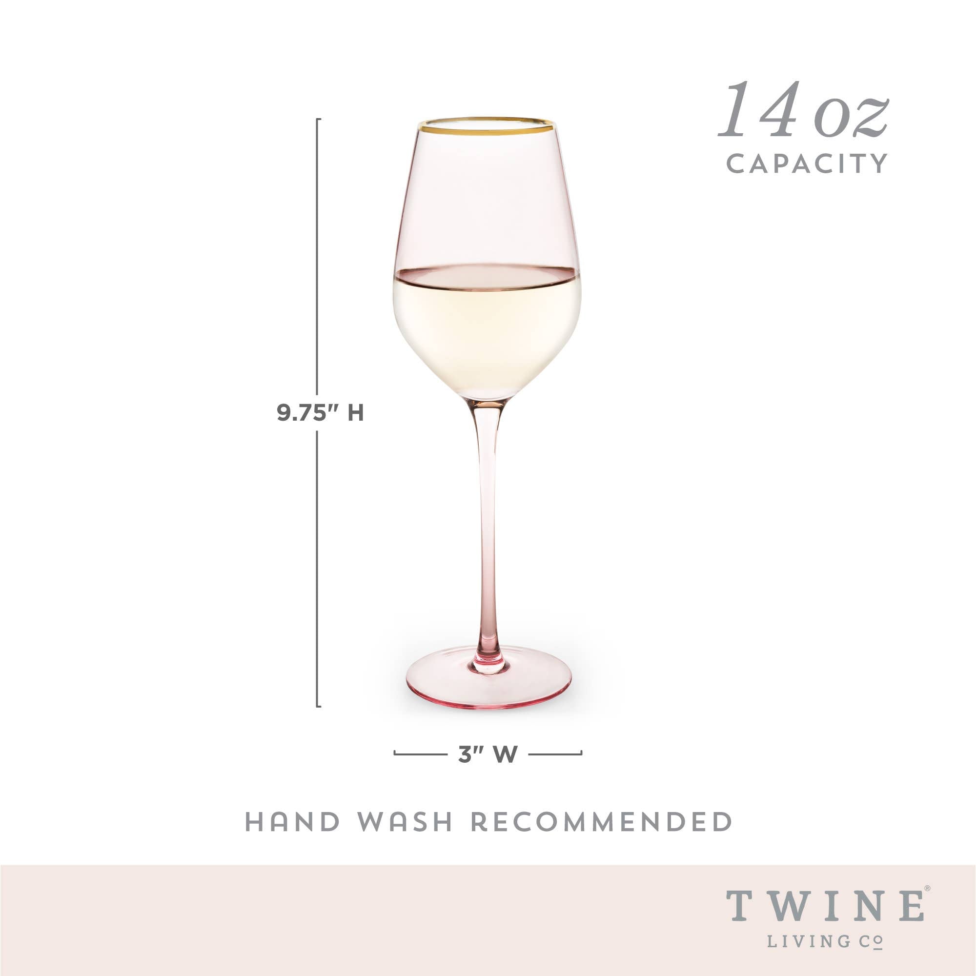 Rose Crystal Gold Rimmed White Wine Glasses Set of 2