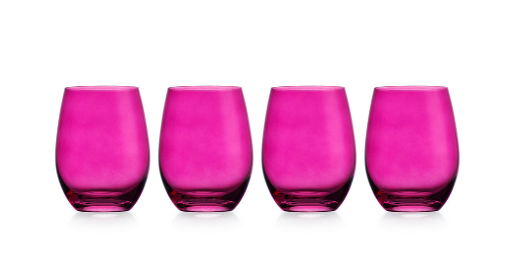 Set of Four Veneto Stemless Wine Glasses - Multi color avail: Amethyst