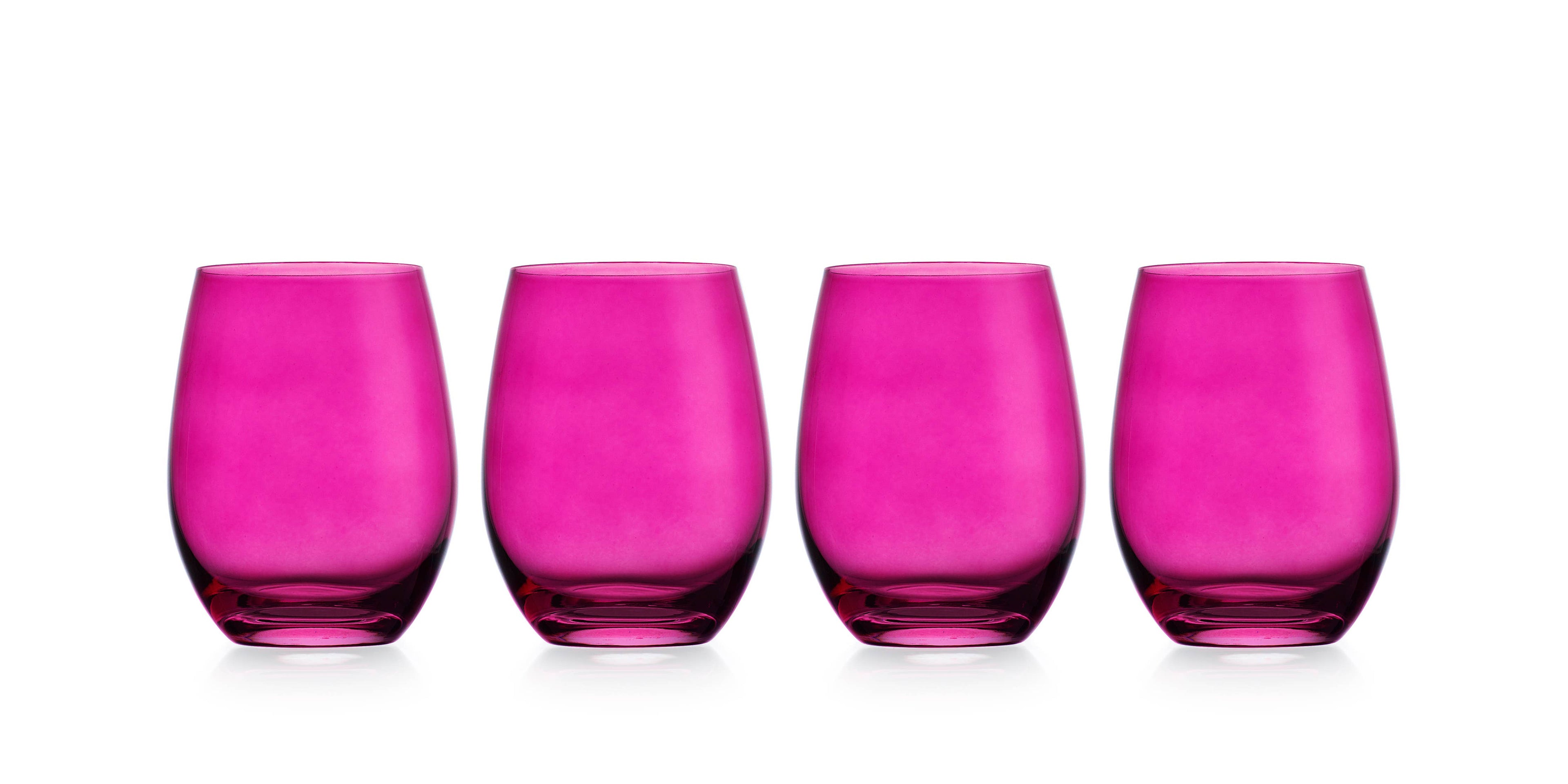 Set of Four Veneto Stemless Wine Glasses - Multi color avail: Amethyst
