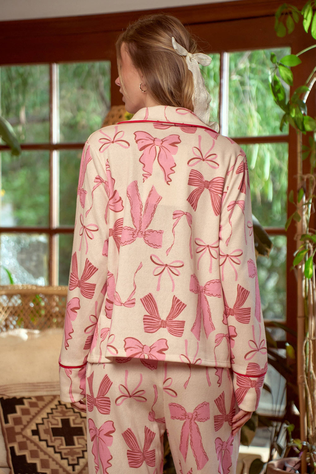 BLISSFUL BOWS PJ PANTS SET: Pink / S/M