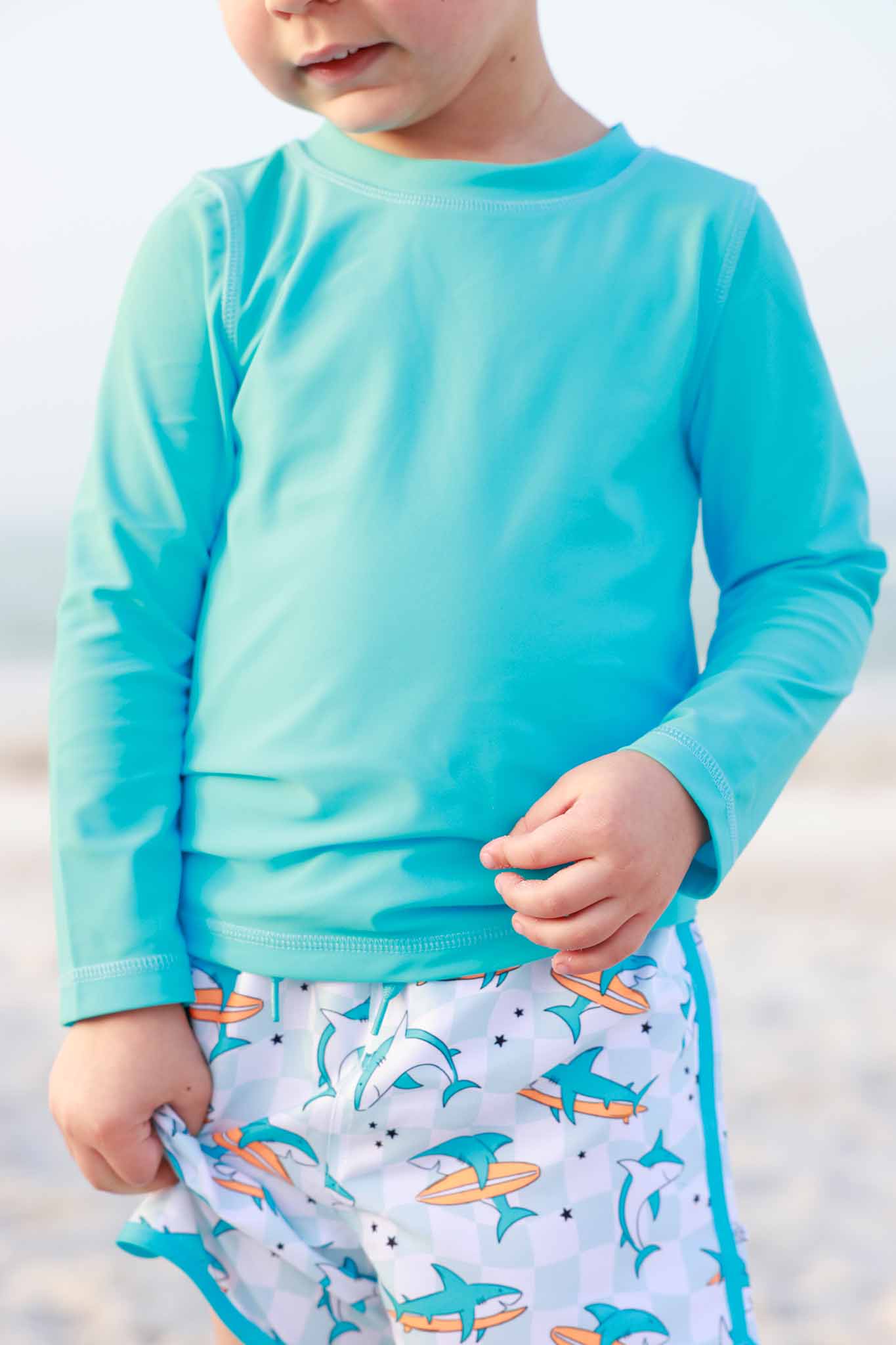 Long Sleeve Rash Guard Shirt | Sharking Blue: 3-6 months