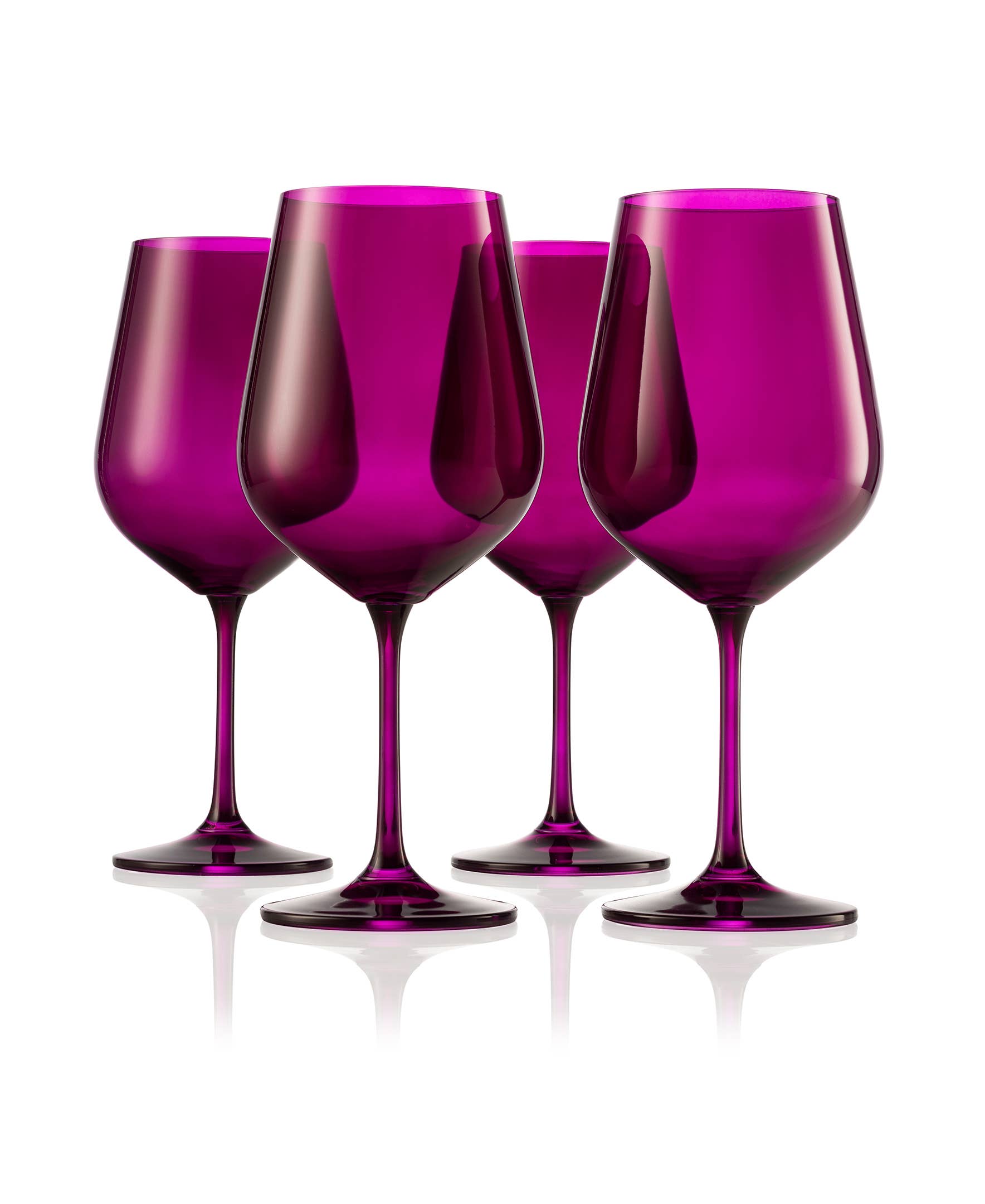 Set of Four Colored Red Wine Glasses - multi color avail: Amethyst