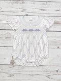 Baby Girls Bow Appliqué Bubble: 6-12M
