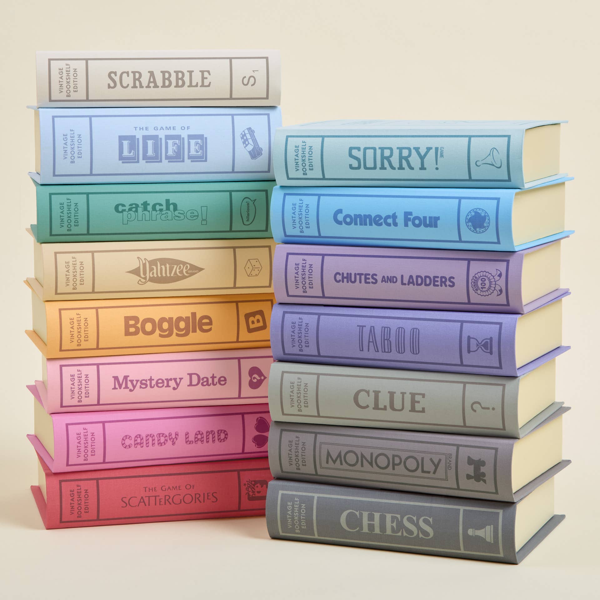 15-Pack Vintage Bookshelf Assortment of Classic Board Games