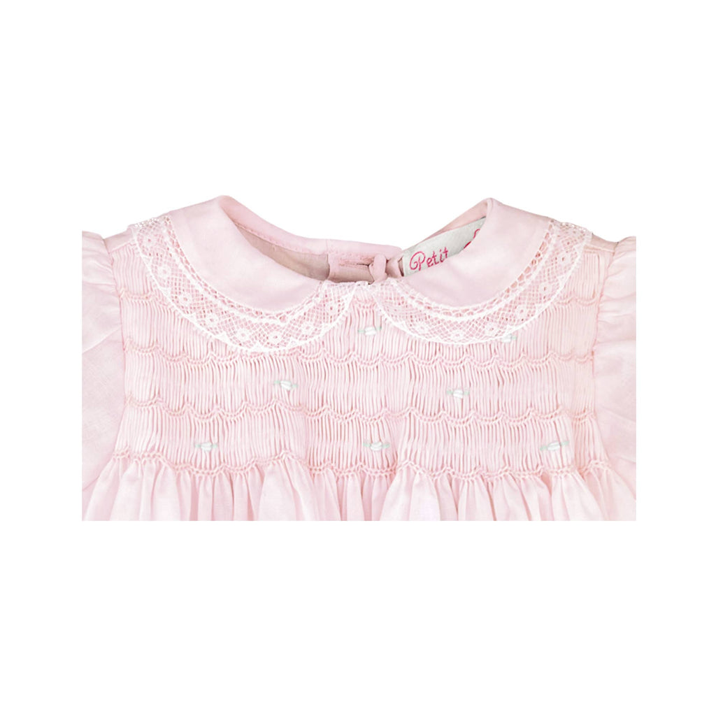 Fully Smocked Dress with Lace: Pink / 9 Month