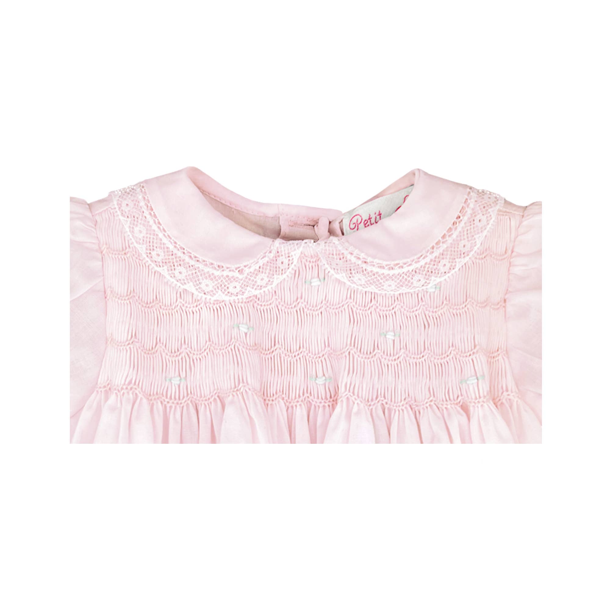 Fully Smocked Dress with Lace: Pink / 6 Month
