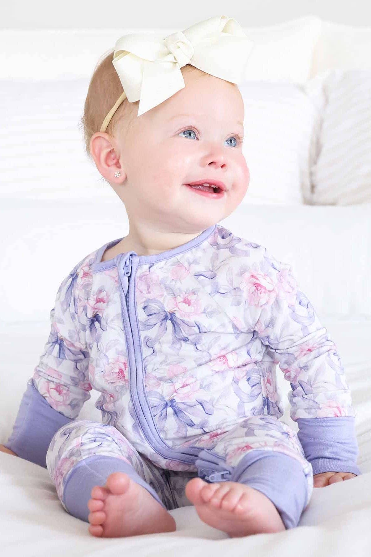 Leighton's Lavender Convertible Zip Romper: 0-3 months