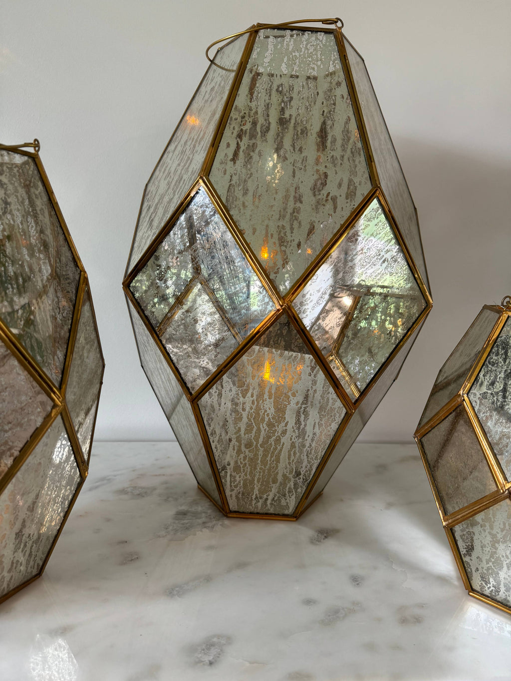 Large 18.5”Paragon Geometric Lantern with Antique Glass