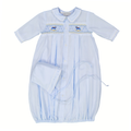 Preemie Rocking Horse Smocked Take Me Home Gown with Hat: Blue / Preemie