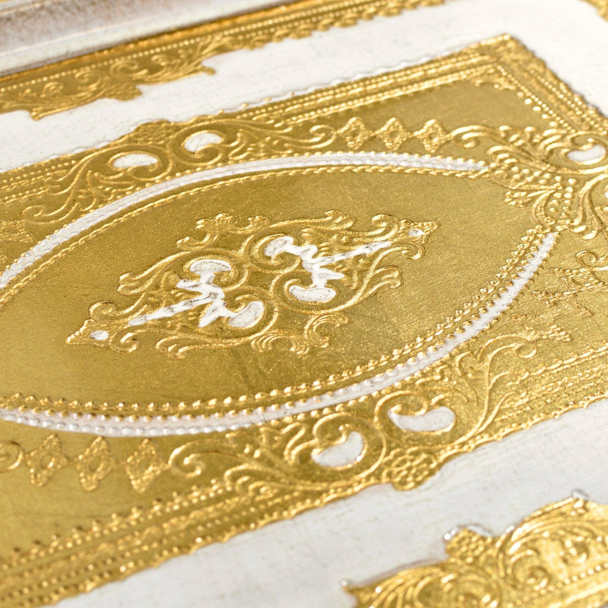 Florentine Carved Rectangle Tray with Handles, M or L, Made in Italy: Cappuccino / Medium