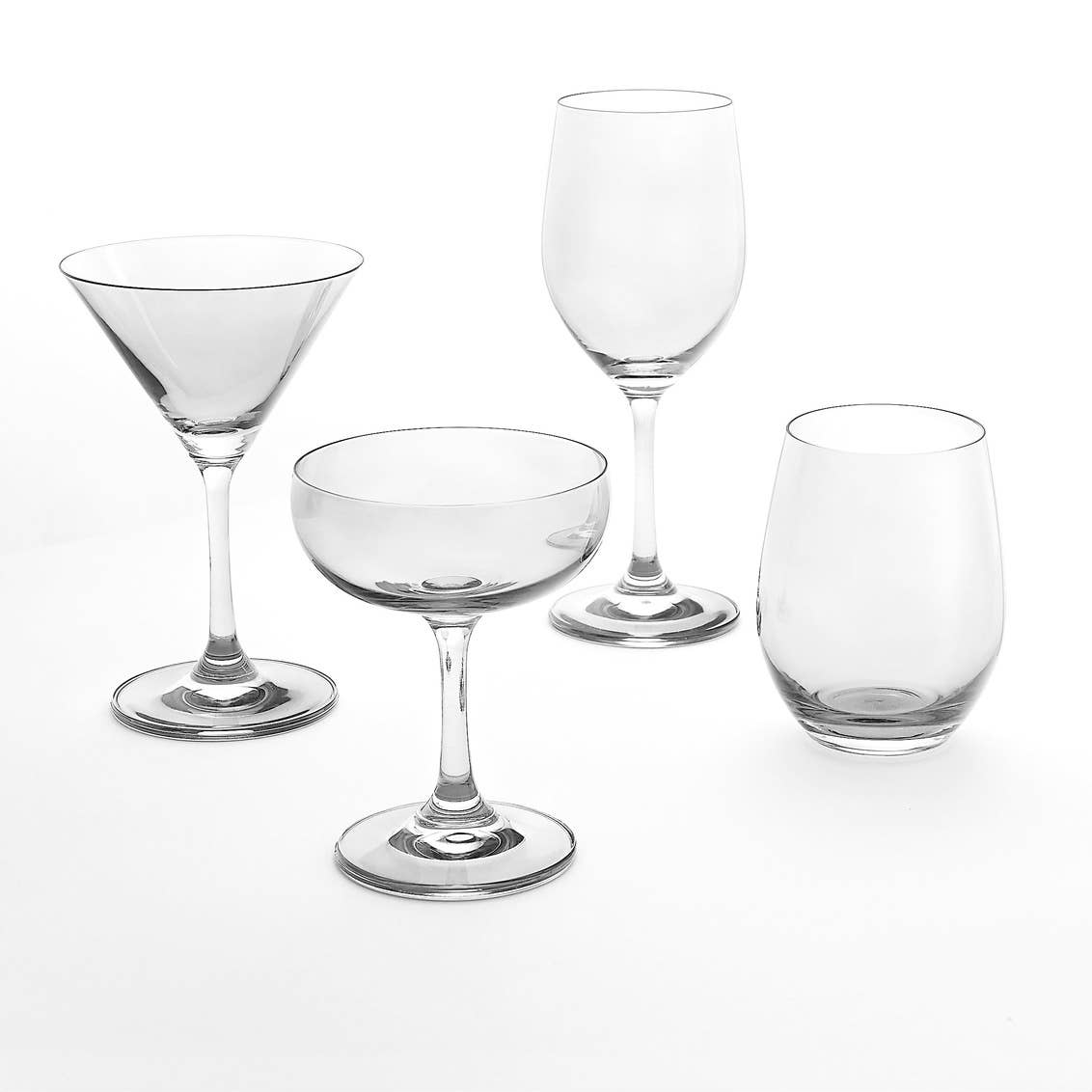 Set of Four Veneto White Wine Glasses: Clear