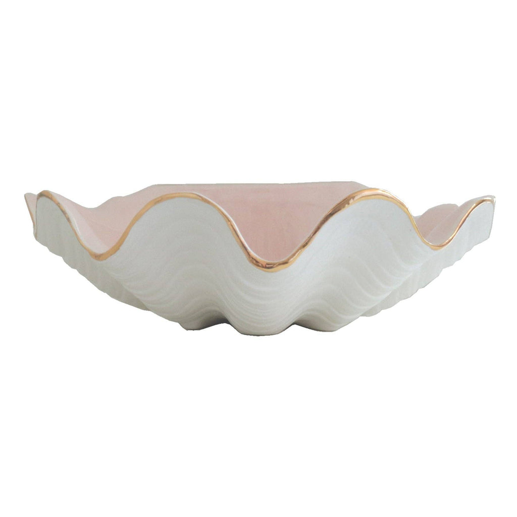 Clam Shell Bowl with 22K Gold Accent: Pink / Large
